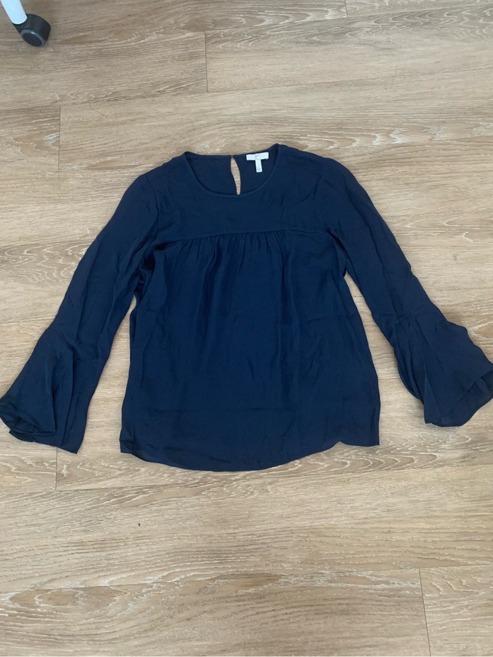 Joie Navy Ruffle  Bell-Sleeve Blouse Size S